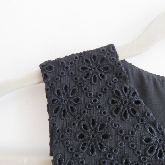 PHILOSOPHY DI LORENZO SERAFINI Broderie Anglaise Lace Ruffle Tiered Black Dress - Picture 11 of 15